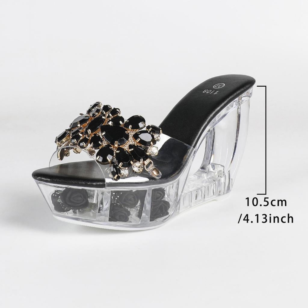 10.5CM 2026 New Round Toe Crystal Shoes, Transparent Chunky Super High Heels, Sexy Car Model Nightclub Footwear LFD-1108WG-H58