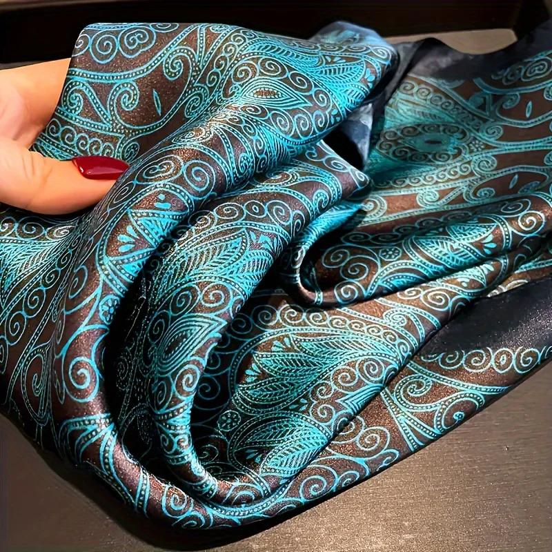 Luxury Paisley Print Square Scarf Hijab Women Satin Silk-like Bandana Headband Neckerchief Female Hair Band Wrap Shawls Foulard