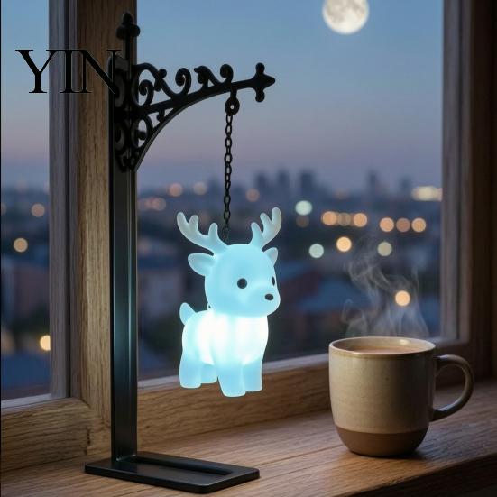 Room Decoration for Bedroom Metal Magic Owl Hanging Bookend Lamp, Resin Animal LED Night Light, Whimsical Gift Children Deer Bird Decor Light