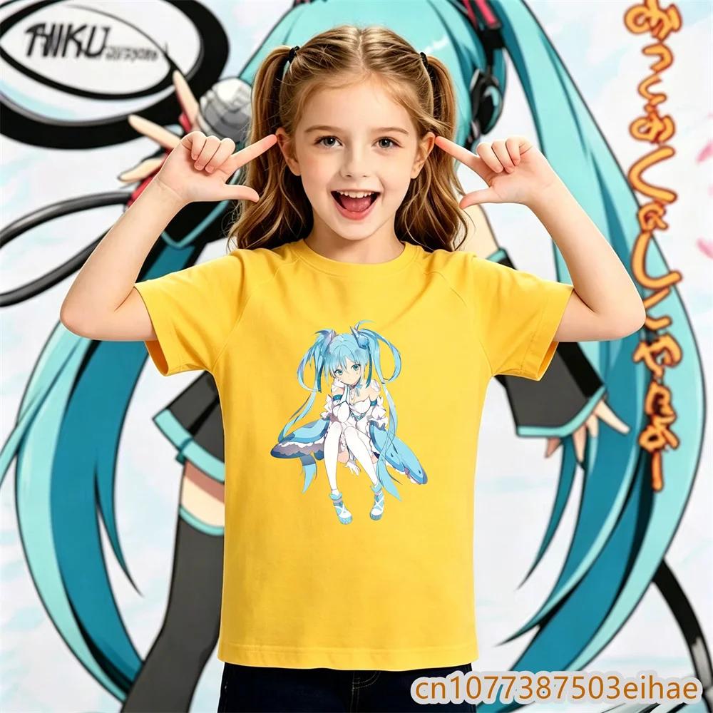 Hatsune Miku Anime Future Peripheral Collaboration Pure Cotton COS Anime Cartoon Printed Boy and Girl New Casual Tshirt