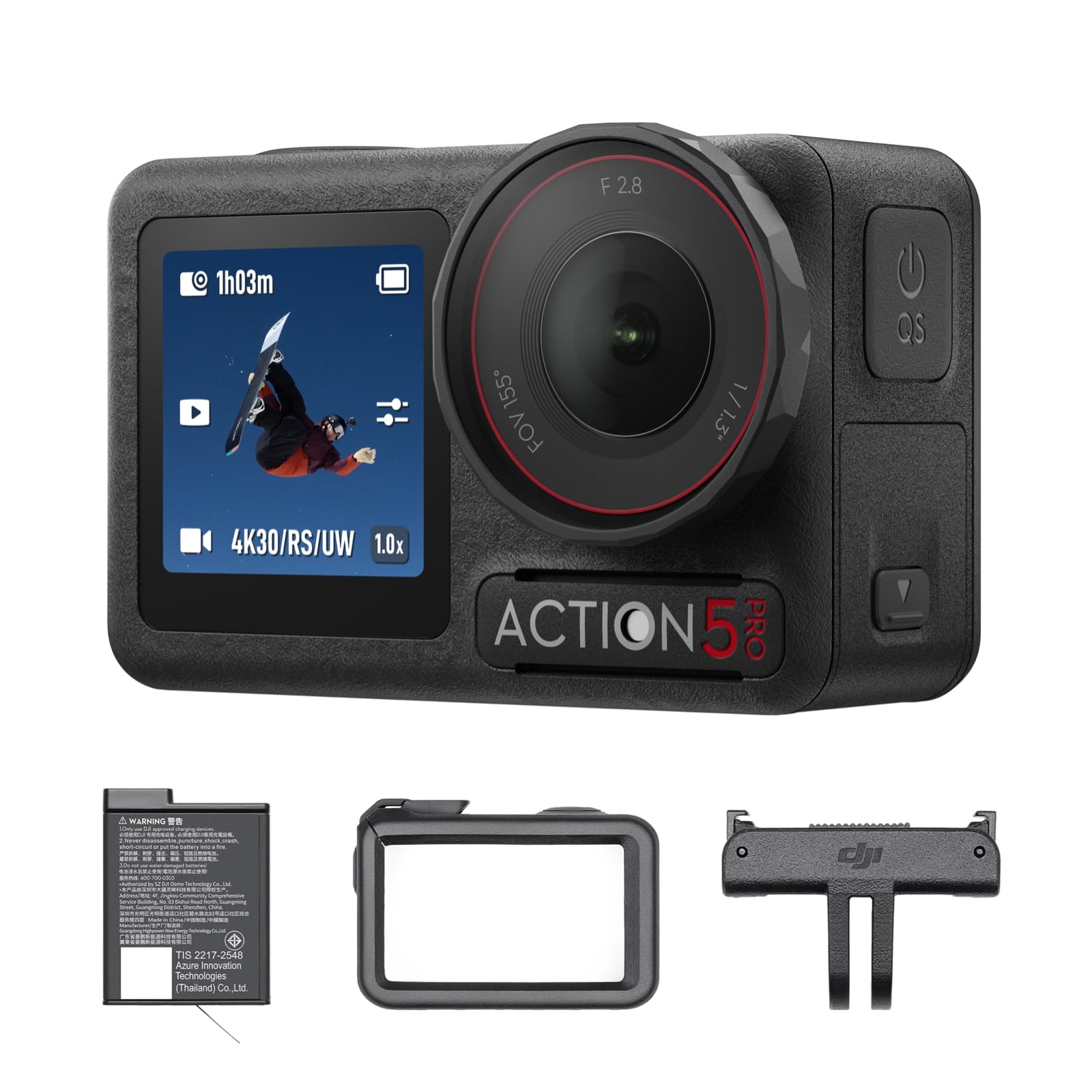 

DJI Екшн-камера Osmo Action 5 Pro Essential Компактна з Об єктним Зображенням Подвійний OLED Спортивна Носима Відеокамера [Ексклюзив Amazon] Комбо, 1/1,3-дюймовий