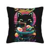 Funny Black Fat Cat Eating Ramen Pillowcases Kawaii Pillow Case For Sofa Couch Bed Living Room Design Pillow Cover