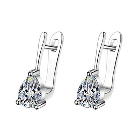 1 Pair Women Earrings Cubic Zirconia Drop-Shaped Earrings Ear-Buckle Closure