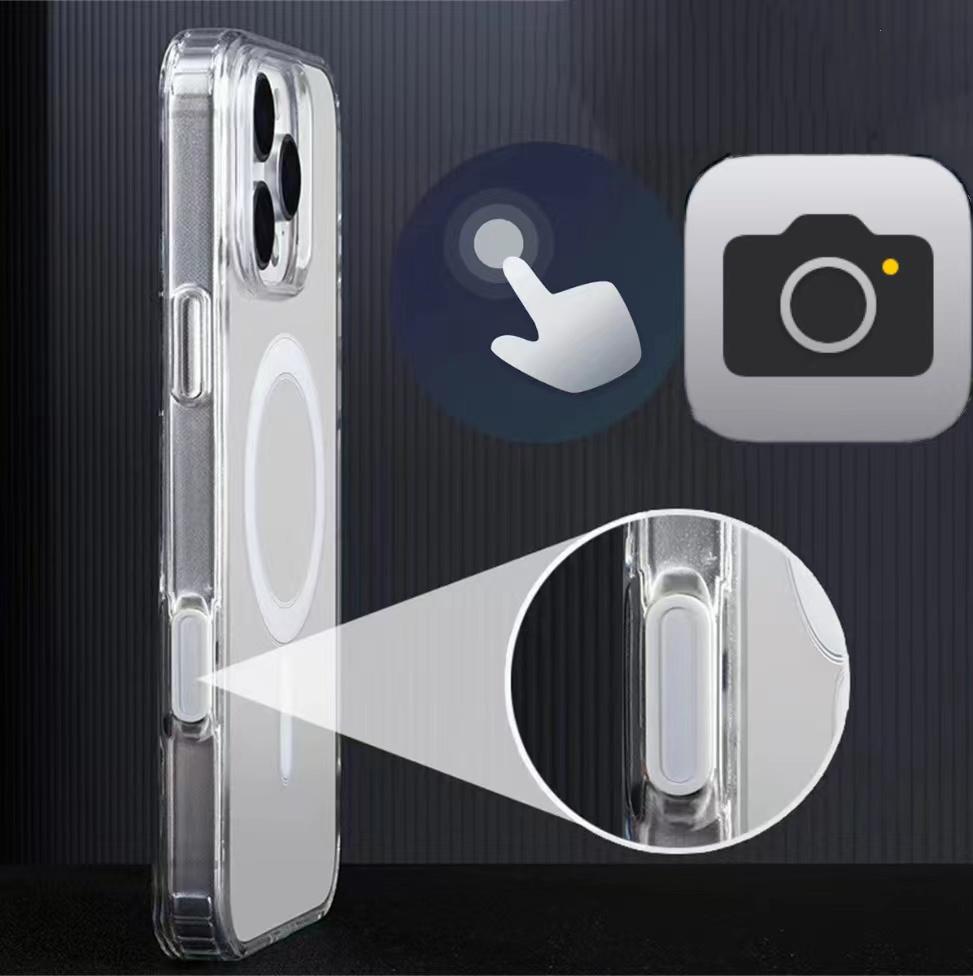 Luxury Clear Magnetic Case For MagSafe For iPhone 17 Pro Max 16Pro 17 Air With Camera Touch Buttons Case Wireless Charging Cover