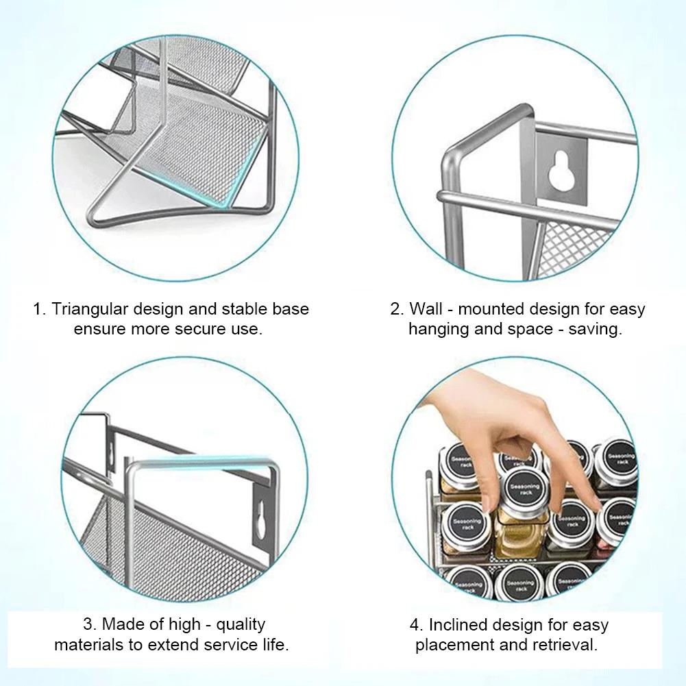 4 Tiers Cupboard Storage Shelf Spice Rack Storage Rack No-Drilling Spice Seasoning Organizer Space Saving for Small Can Storage