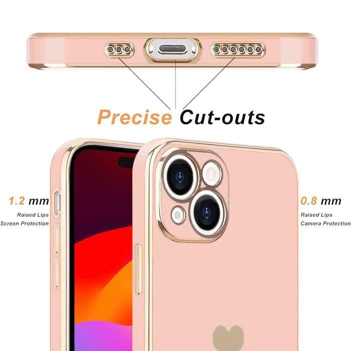 Coque pour iPhone 15 - Antichoc - Ultra Slim - Léger - Motif Cœur - Rose