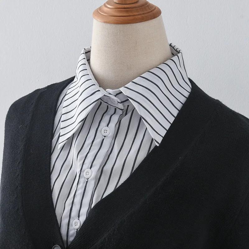 Female Lapel False Collar Striped Fake Collar for Woman Shirt Detachable Business Girls Fuax Cols Clothing Accessory
