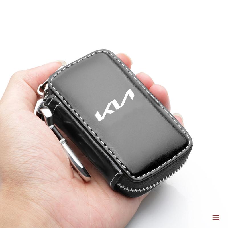 2026 Hot Car Sticker Genuine Leather KeyChain Unisex Key Bag Multifunction Organizer Wallet For KIA RIO 2 3 4 5 Xline x line Car