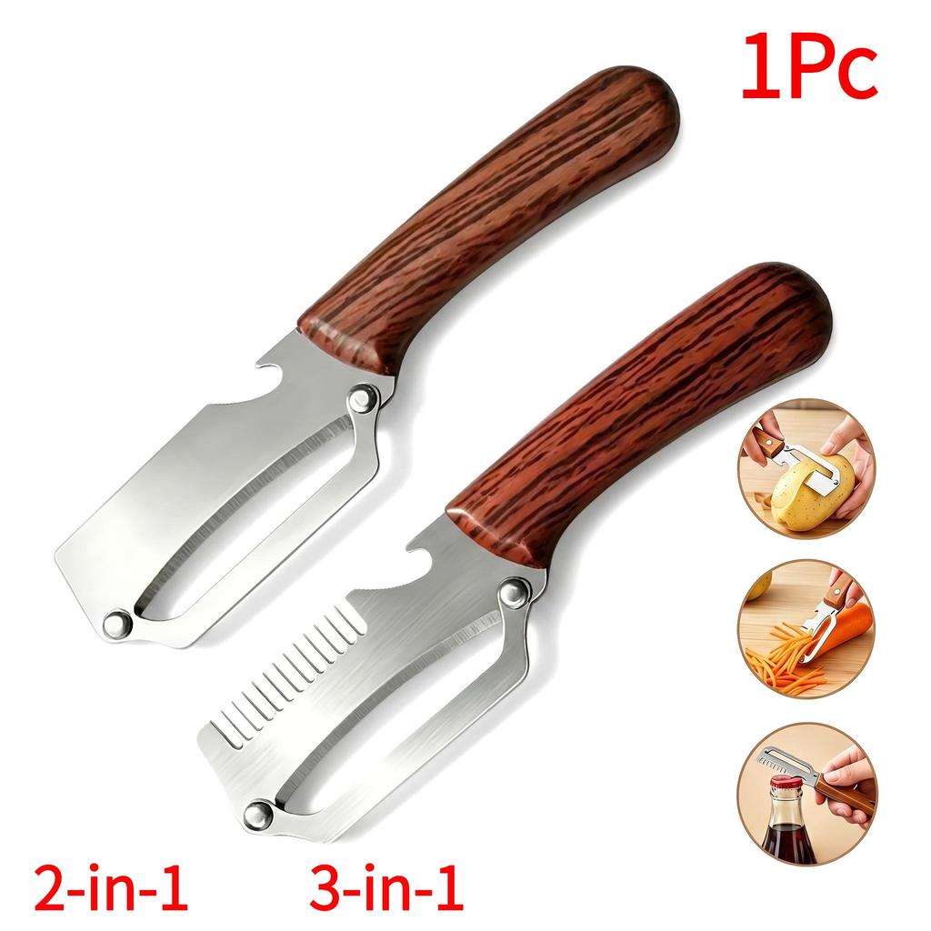 1Pc 2-in-1 3-in-1 Multifunctional Vegetable Peeler With Bottle Opener For Peeling And Slicing Fruits Shredding Scallions7