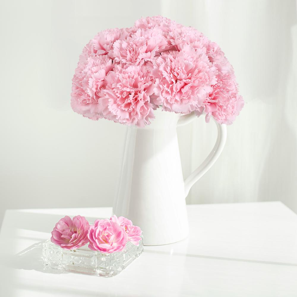 2 Bunches Artificial Carnations Total 12 Heads Silk Faux Flowers for Funeral Arrangements Wedding Bouquets Cemetery Wreaths DIY Crafts