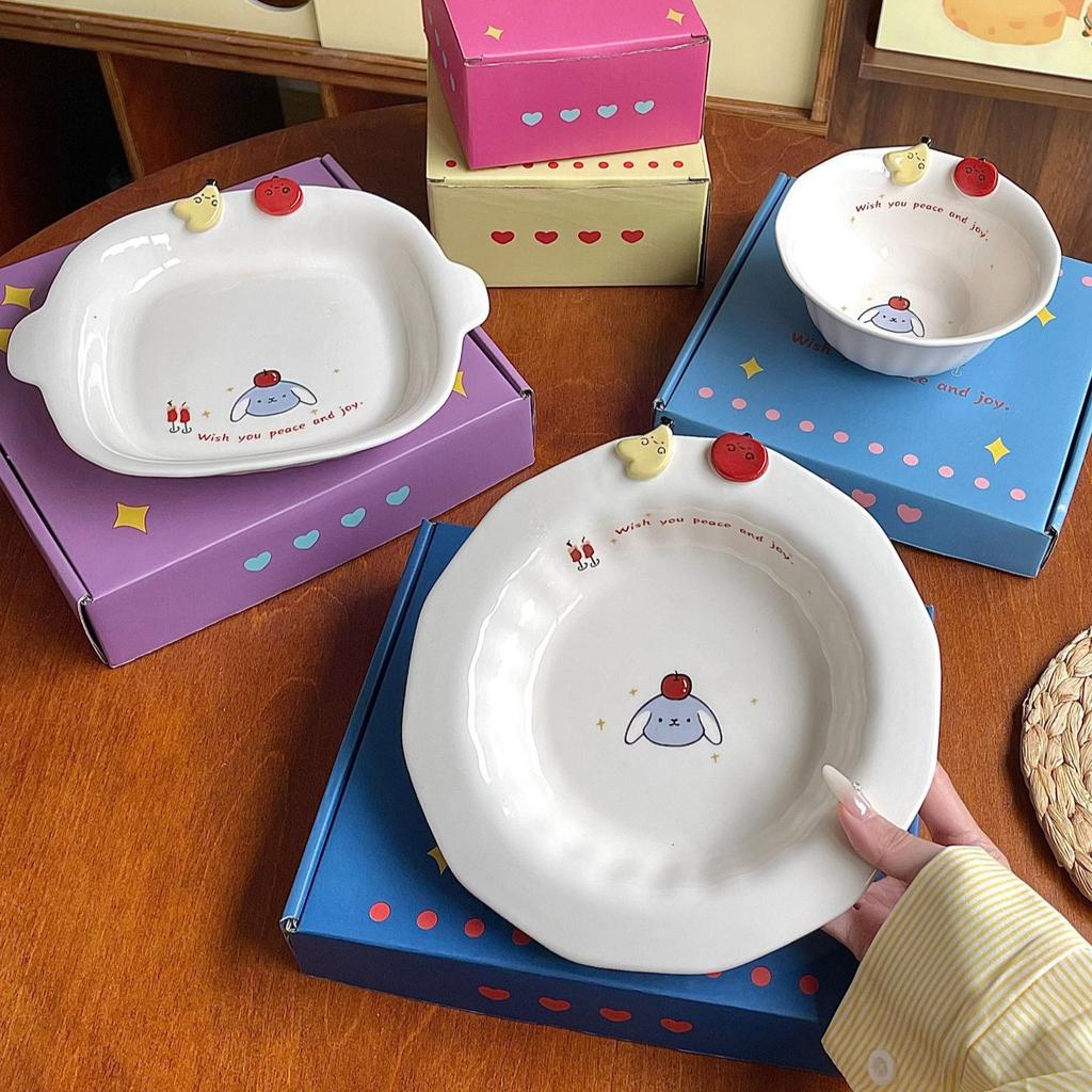 Fruit Paradise Ceramic Tableware Set High Aesthetic Bowls Plates Salad Dessert Deep Dishes