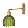 Vintage Wall Sconces with Cute Green Tulip Glass Lampshade 180 Degree Adjustable Brass Sconces Hradwired Modern Wall Lighting