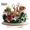 Retro Christmas House Centerpieces Acrylic Table Decoration, Double-sided Winter Snow Village/Candle/Teapot Ornament European Style Ornaments