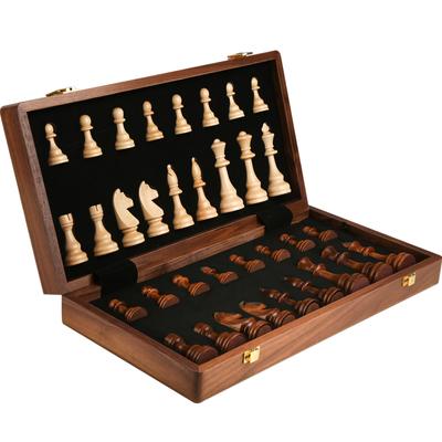 Juego de ajedrez de calidad superior, plegable, de madera, grande, tradicional, clásico, hecho a mano, piezas de madera maciza, tablero de ajedrez de nogal, regalo para niños, juego de mesa