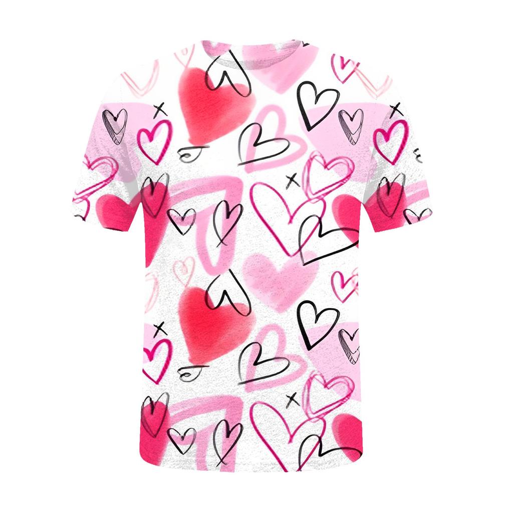 Women's Fashion Casual Comfortable Printed O-Neck Short Sleeve Top Blouse