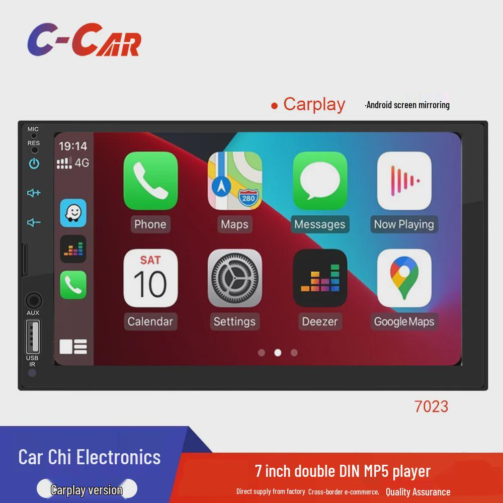 HD Auto MP5 prehrávač s kapacitným dotykovým displejom, CarPlay, Bluetooth hovormi a cúvacou kamerou, Model 7018B