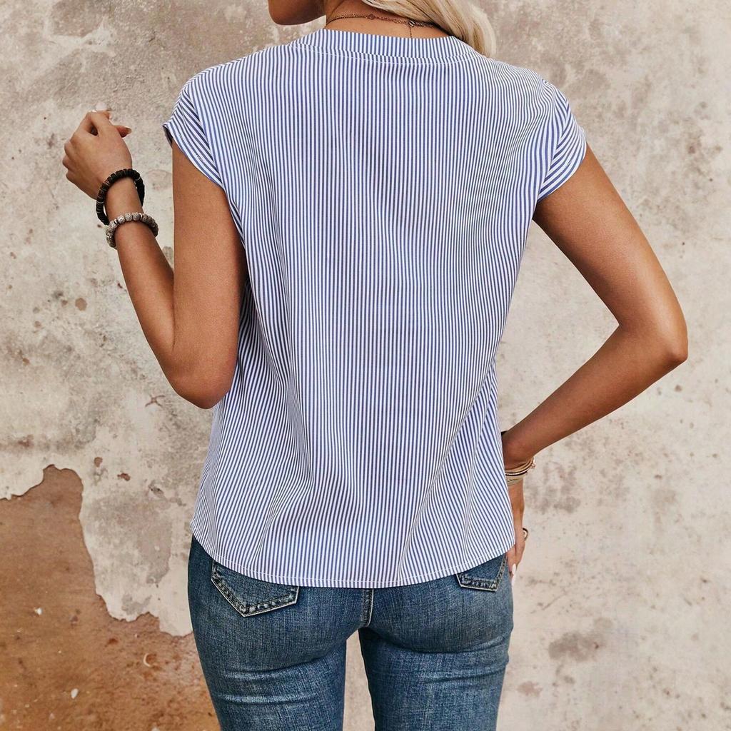 Womens Spring Tops V Neck Short Sleeve Blouse Summer Shirts for Women Casual Lightweight Womens Summer Shirts