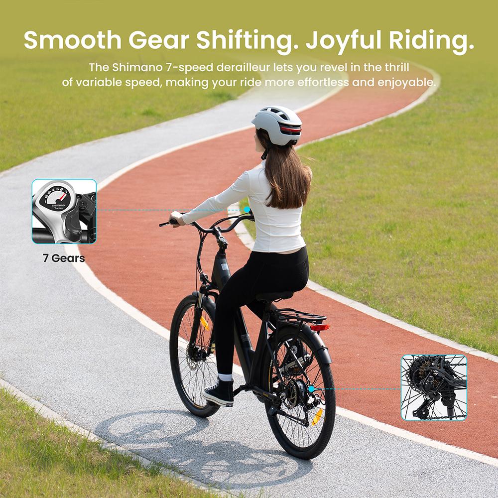 Eleglide T1 Step-Thru Electric Bike – 50Nm Motor, 100km Range, 27.5" CST Tires, Hydraulic Suspension  7-Speed Shimano