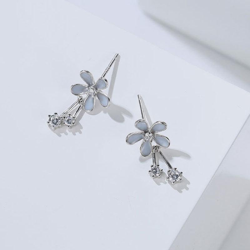 Forest Flower Daisy Gray Blue Sweet Tassel Earrings for Women Earrings for Women