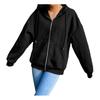 Kordelzug Lange Ärmel Taschen Reißverschluss Hoodie Mantel Herbst Einfarbig Frauen Sweatshirt Jacke