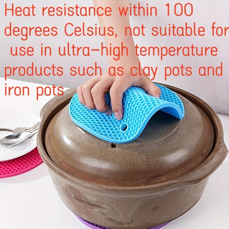 4 silicone thermal insulation mats, heat-resistant silicone pot mats, round silicone placemats, countertop protection