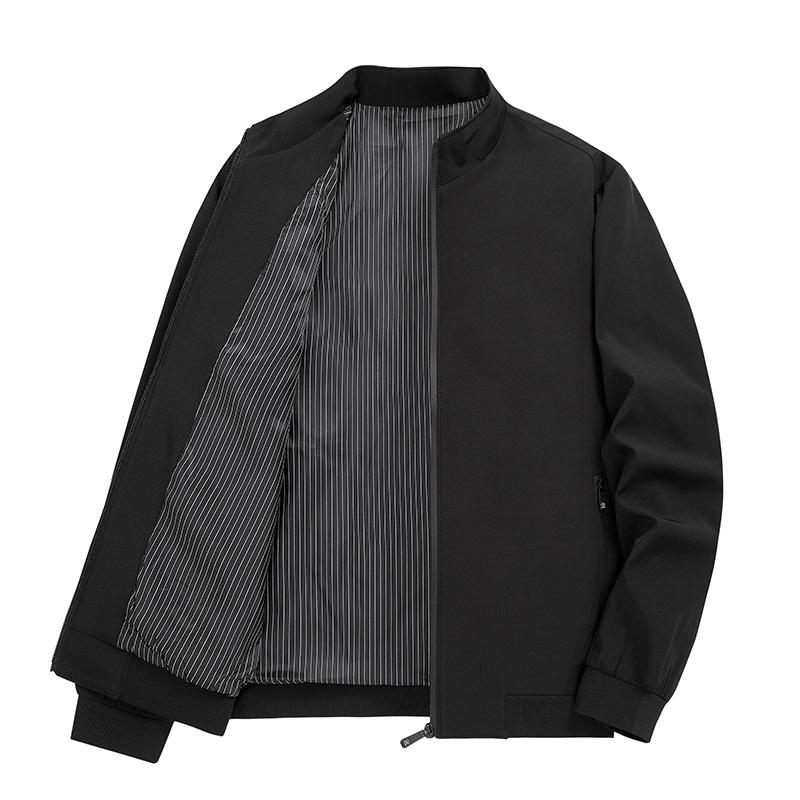 Men's Stand-Collar Casual Print Jacket: Classic, Loose, Plus Size for Middle-Aged Dads