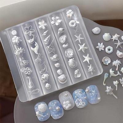 Molde de Silicone com Tema de Conchas Marinhas de Verão Para Escultura 3D Nail Art Mold Manicure Salão DIY Molde para Fazer Artesanato em Resina Molde de Silicone Macio