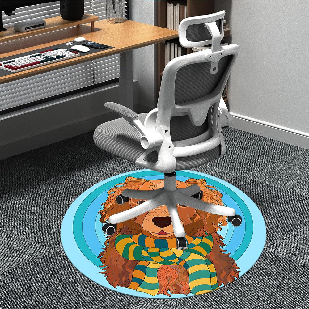 

1PC Doggie Scarf Office Round Area Rug, Indoor Mat Suitable ForOffice, Under Office Chairs Bedroom Living Room Home Decor, Room Deco, D107 80cm by 80cm