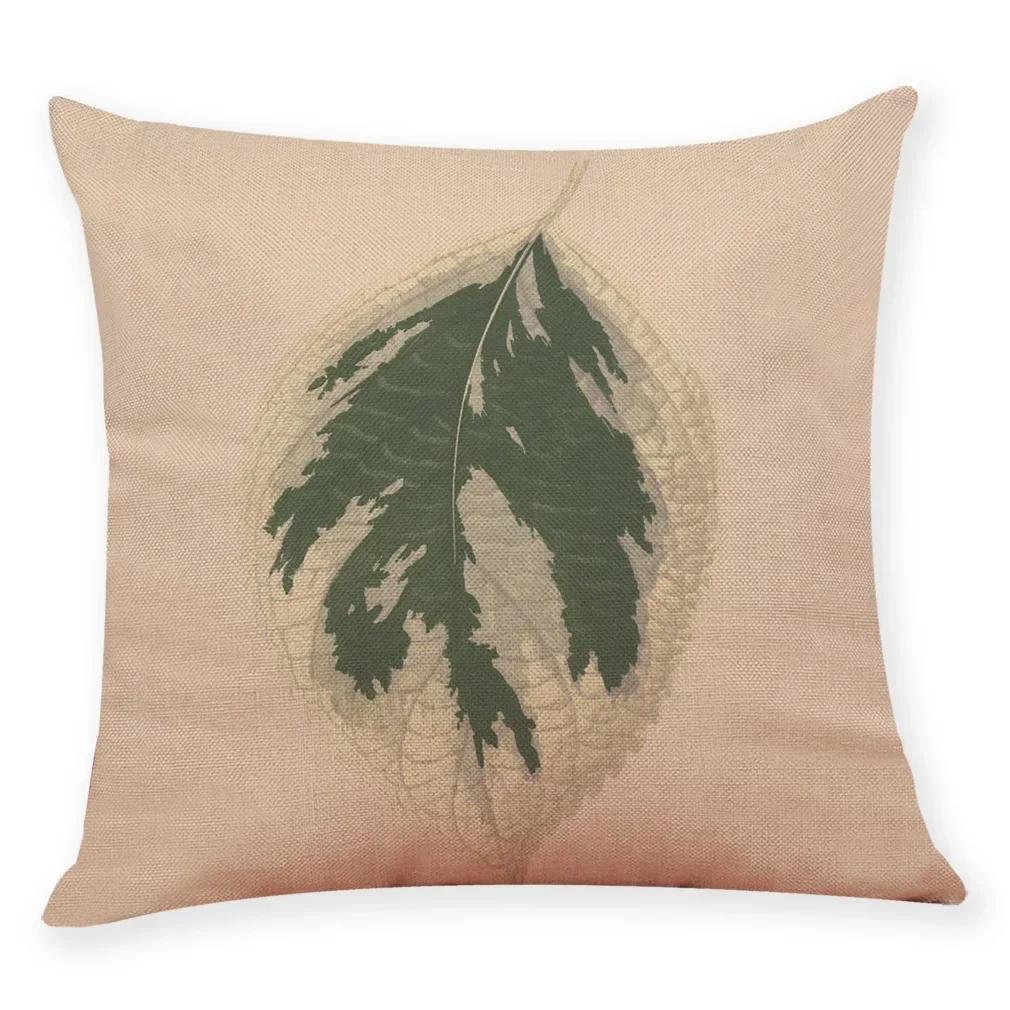 Tropical Plants Pillowcase Big Leaf Pattern Linen Pillowcase Car Living Room Sofa Cushion Cover 45*45Cm