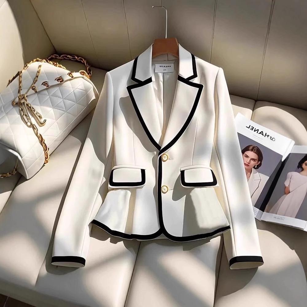 

European Retro Hepburn-Style Women s Waist-Cinching Suit Jacket L