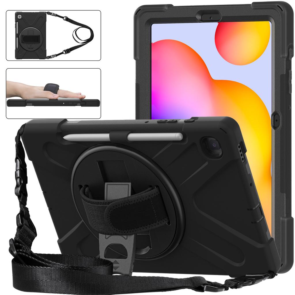 For Samsung Galaxy Tab S6 Lite Stand Case SMP620 P610 P613 P615 P619 Anti-knock Cover Holder with Pencil Slot and Shoulder Strap