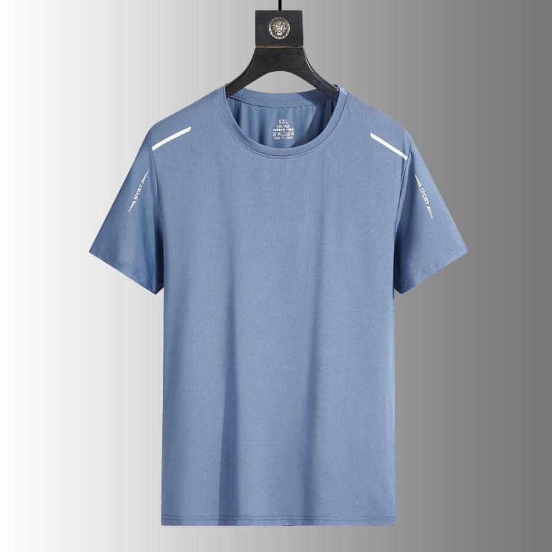 Short Sleeve T-Shirt Men'S Summer Thin Mesh Ice Silk Loose Top Half Sleeve Men'S Casual Large Size T-Shirt Quick Drying T