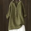 Women's Fashion Loose Solid Color Standing Collar Button Long Sleeve Sleeve Cotton Top
