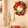 Corona de Navidad Colgante para Puerta Principal Ratán Aguja de Pino Artificial Nieve Guirnaldas Adorno Colgante Año Nuevo Navidad Decoración del Hogar