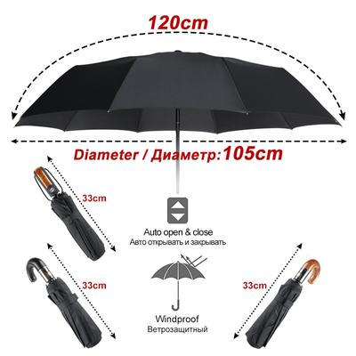 Klassischer Regenschirm im englischen Stil, vollautomatisch, 10 Rippen, stark, windabweisend, 3 faltbare Regenschirme, Regen, Business-Sonnenschirm in männlicher Qualität