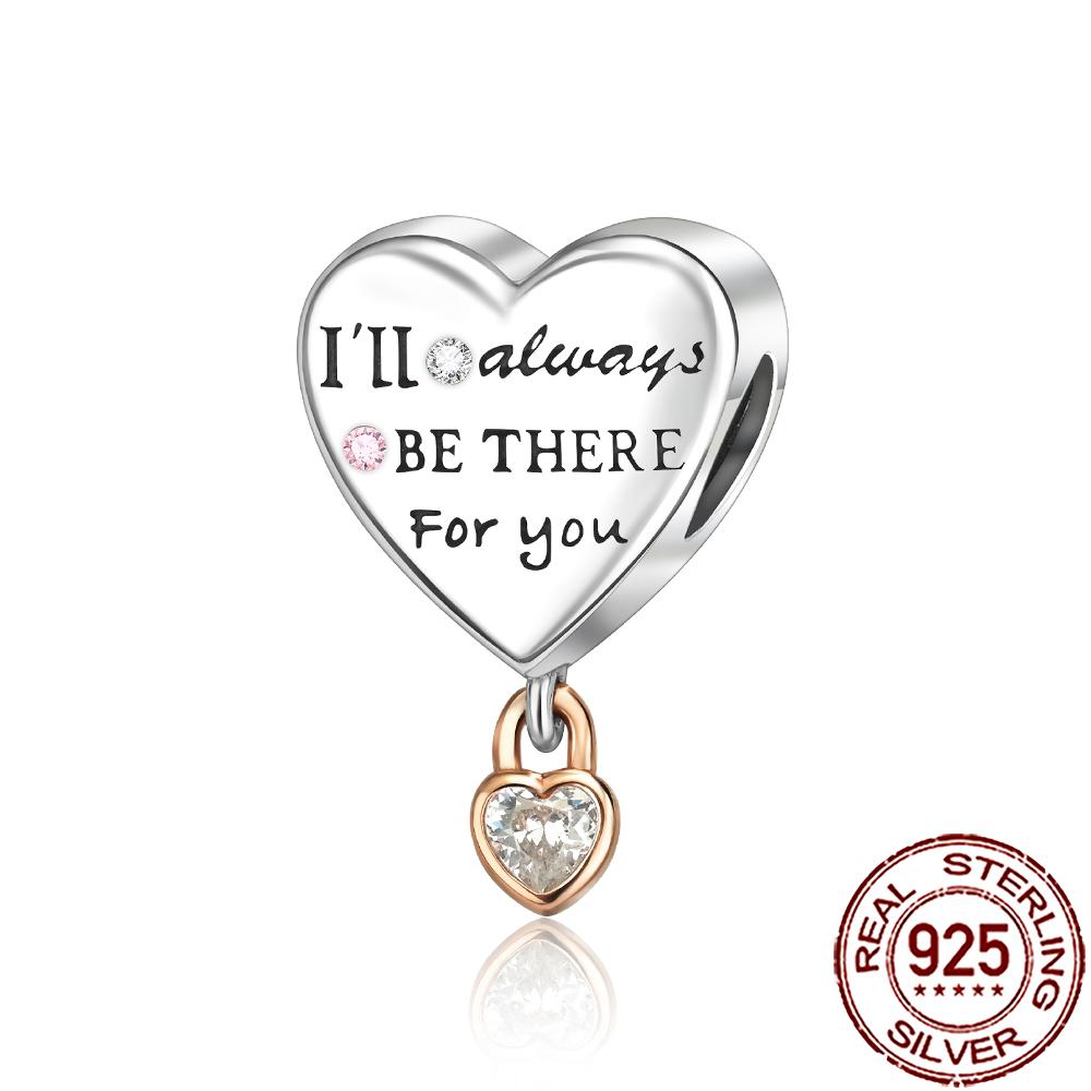 New Charms Copper Sparkling Mum Mother Family Love Heart Beads Fit Original Bracelet Necklace Diy Jewelry