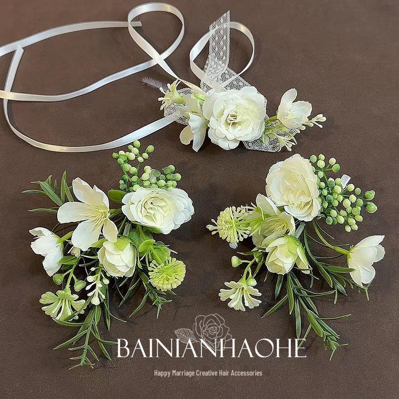 

Elegant Mori Style Floral Headdress Set for Weddings - Enchanting Bridal Neck & Hair Accessories