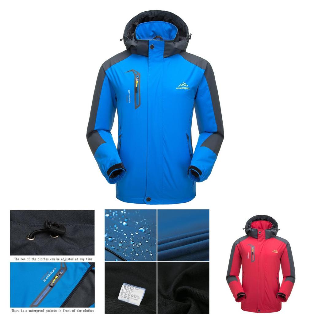 Waterproof Windproof Men Warm Coat With Detachable Hood And Adjustable Cuffs For Winter