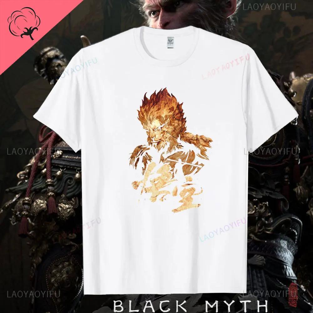 Black Myth Wukong Retro 90's Men's T-shirt Black Myth Wukong Games Unisex Summer Short Sleeve Cotton T-shirt Tops
