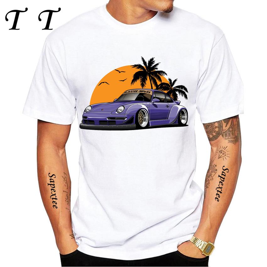 New Summer Men Short Sleeve RWB 997 Manga Style It All Starts With A Dream Car Classic T-Shirt Hip Hop Boy White Casual Tees