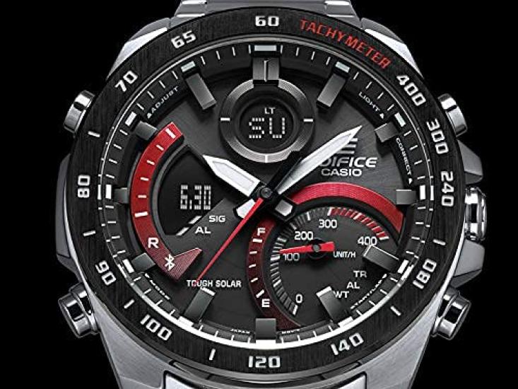 EDIFICE CASIO Bluetooth Smartphone-Konnektivität Tough Solar Chronograph Analog Digital Kalender Schwarz Rot Businessuhr Sportuhr Edelstahl