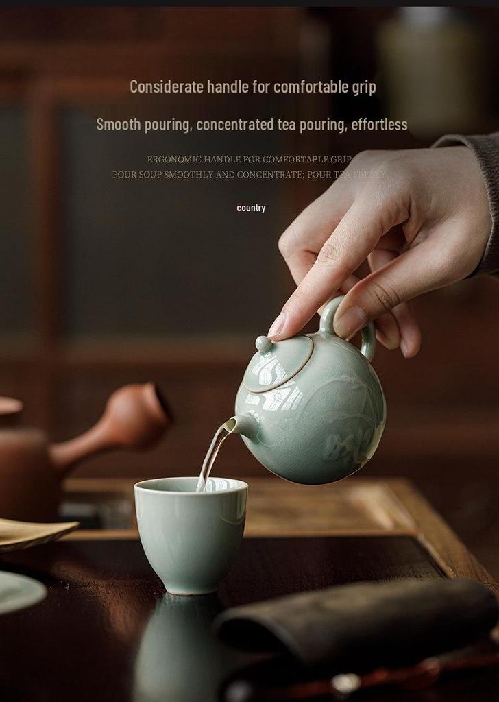 Guānlán Handcrafted Jade Cap Ceramic Teapot: High-Grade Gongfu Tea Brewing Set