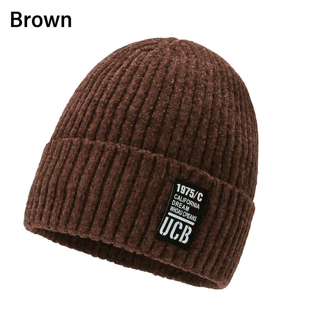 Elastic Autumn Winter Ski Plus Cashmere Knitted Hats Hip Hop Hat Thicken Winter Beanies Skullcaps коричневый