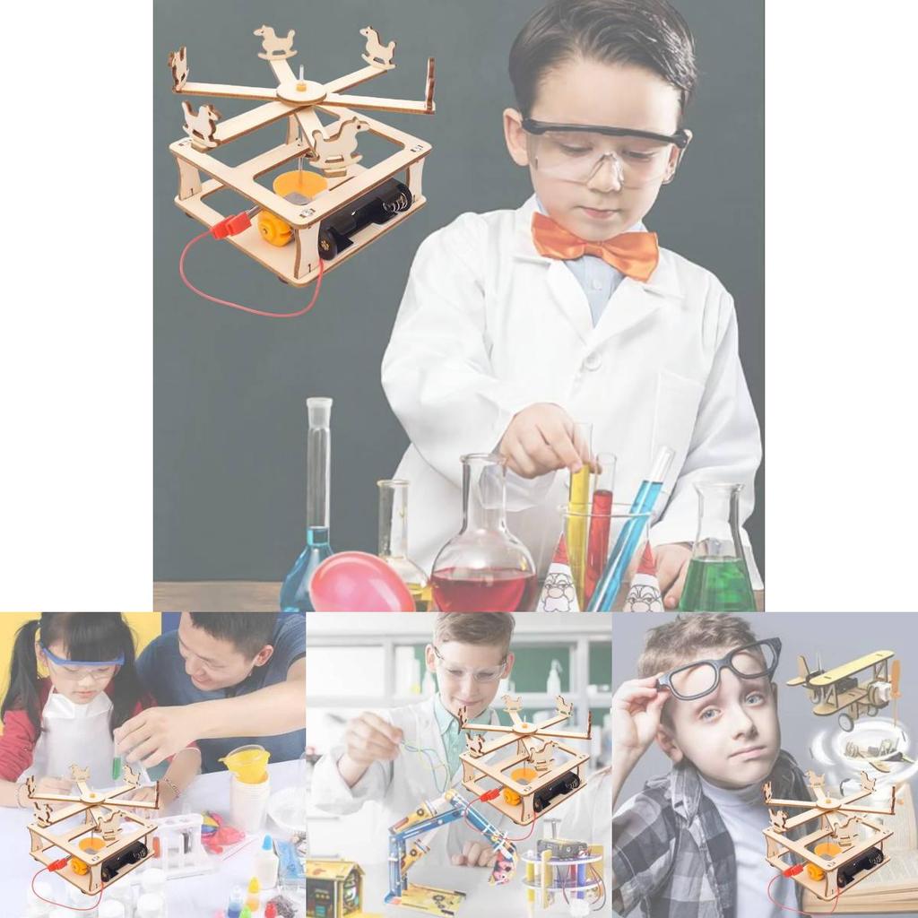 Hölzernes DIY Drehkarussell-Stamm Lernspielzeug für Kinder Handgemachtes Wissenschaftsexperiment