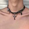 Y2K Spicy Girl Dark Star Leather Choker Necklace - Pure Desire Clavicle Chain