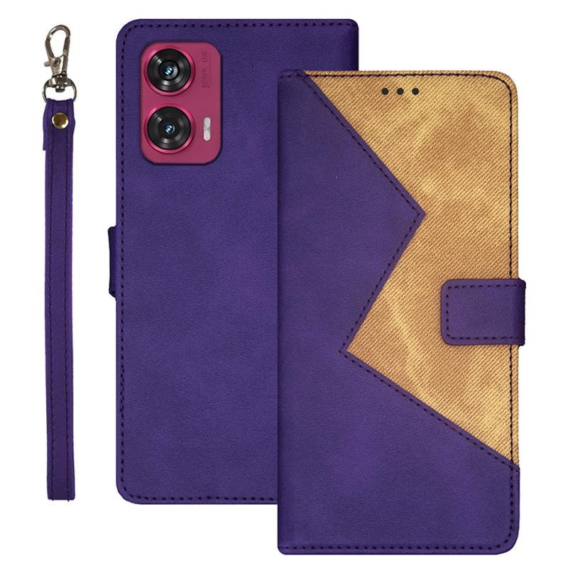 

IDEWEI For Motorola Edge 50 Fusion 5G Case with 3 Card Slots PU Leather Phone Cover Purple