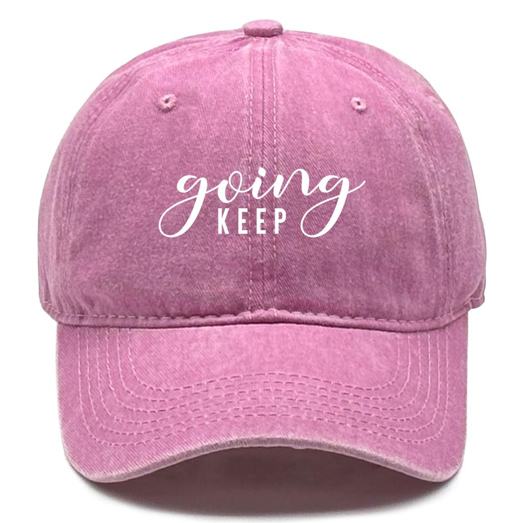 "keep going" Print Unisex Caps Cotton Cap For Man Leisure Washed Retro Adjustable Sun Hat Ideal Choice For Daily Wear