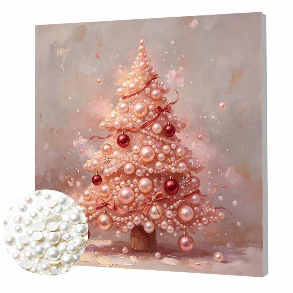 Kit Pittura Perle Mini Cornice Fai da Te Albero di Natale Perline Tela Pittura Decorazione Casa
