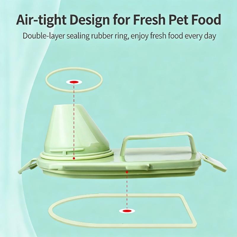 Transparent Plastic Pet Food Storage Box With Measuring Cup And Secure Handles Great For Travel and Home Indoor Use