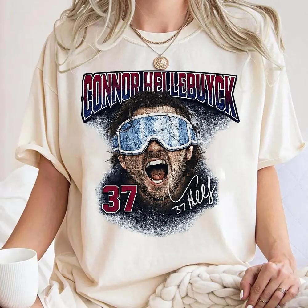 Hellebuyck Team USA Hockey TShirt Vintage 90s Graphic Tee Winnipeg Hockey Fan Gift Comfort Colors Pepper S